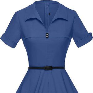 GownTown 1950s Style Stretch Sleeved Swing Dress